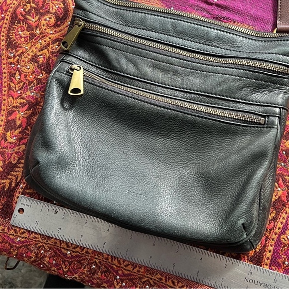 Fossil Black Leather Crossbody Bag with Brass Accents - Picture 3 of 11